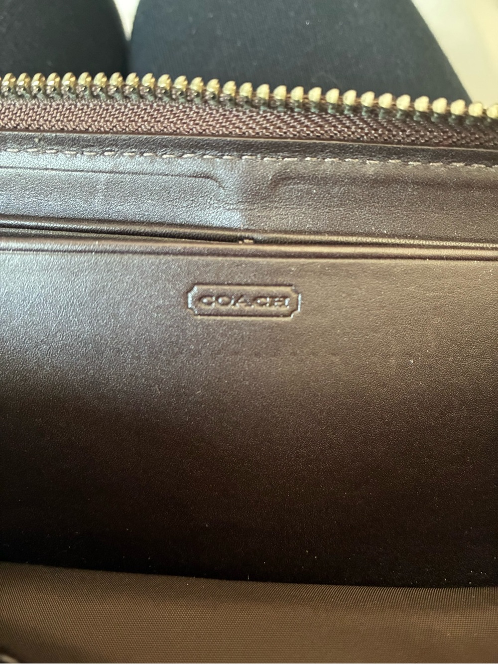 Coach Signature Jacquard Red Zip Around Wallet Leather Trim - Picture 4 of 15